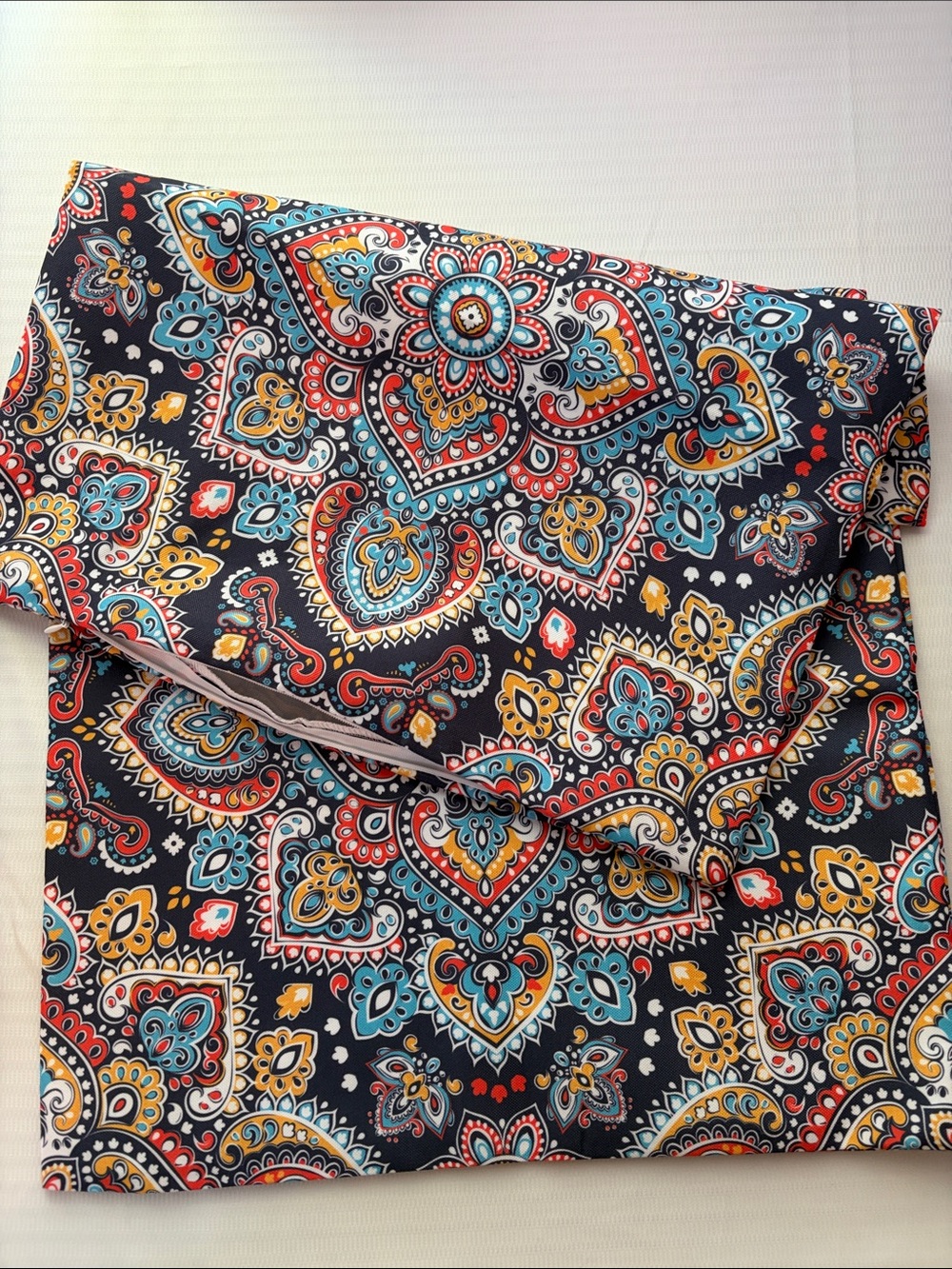 2 covers Boho Paisley PillowCovers- Navy with Teal & Mustard - Picture 1 of 2